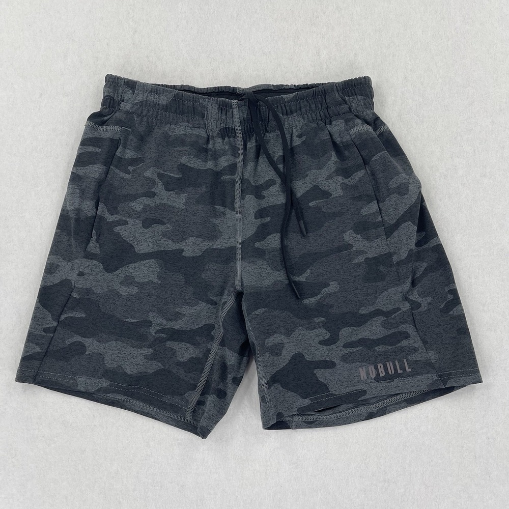 Nobull Knit Shorts Mens M Gray Camo Performance Athletic Stretch Gym Workout